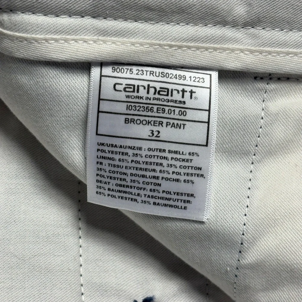 Carhartt WIP Brooker Pant Mens 34x28 Blue Straight Leg Twill Chino Workwear